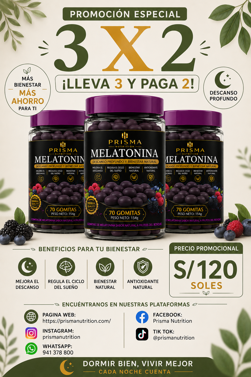 PROMOCIÓN 3X2 - GOMITAS DE MELATONINA PRIME 70UN